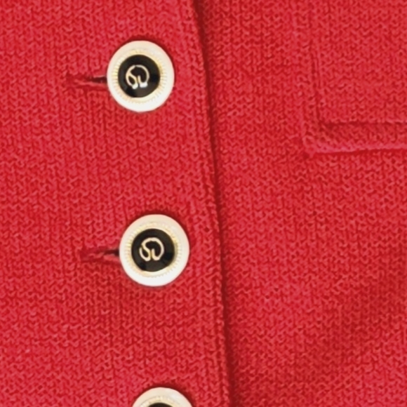 ST JOHN Blazer Red Vintage Marie Gray Collection Polka Dot Cheetah Trim 2 XS - Picture 3 of 15